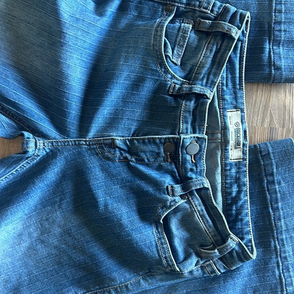 Rock & roll denim 26” wide, 34” long midrise flare pinstripes jeans - Picture 3 of 9